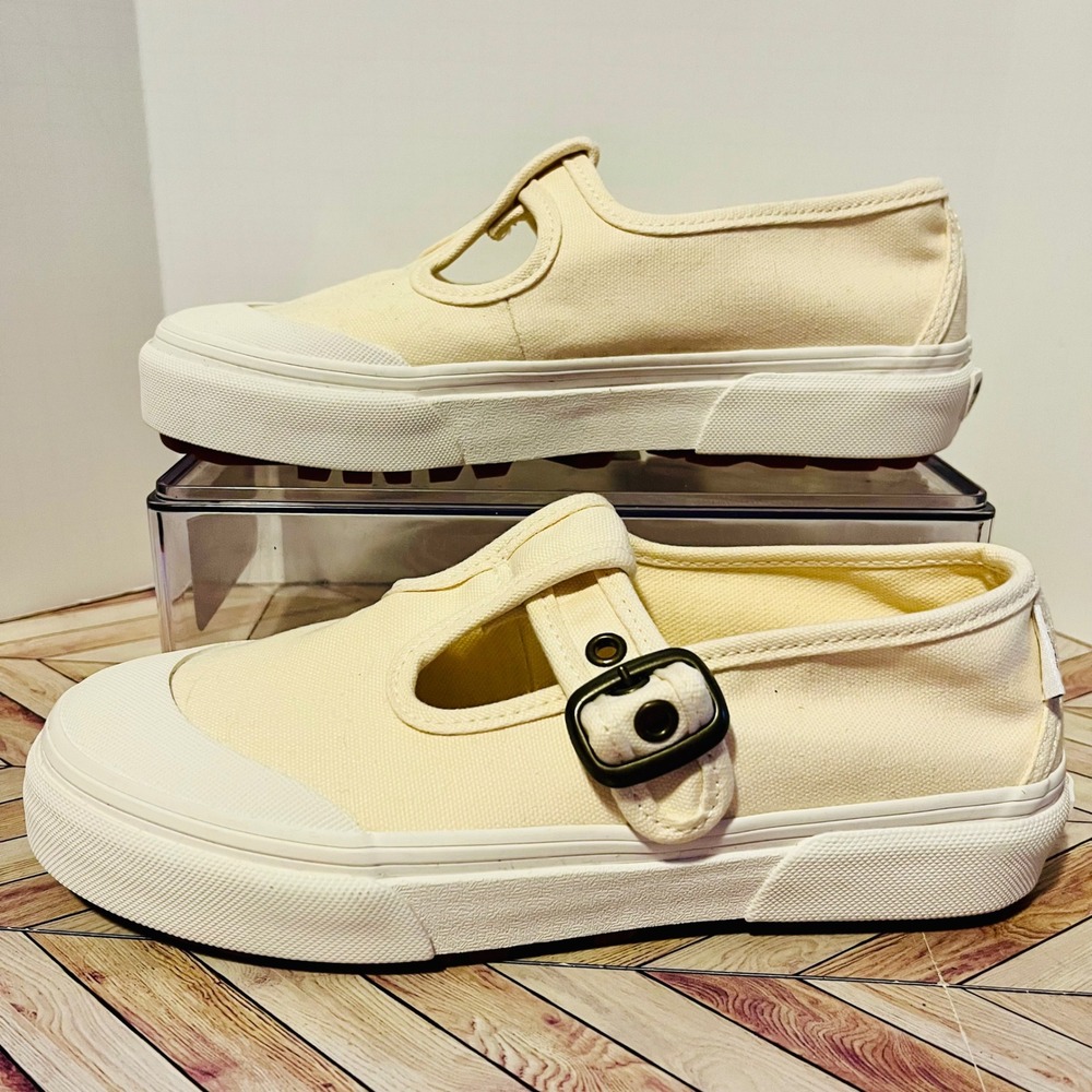 Vans Mary Jane Style 93 Lug Shoes M 4 Wmn 5.5 Cream‎ Canvas Buckle VN0A3XTJ2VZ